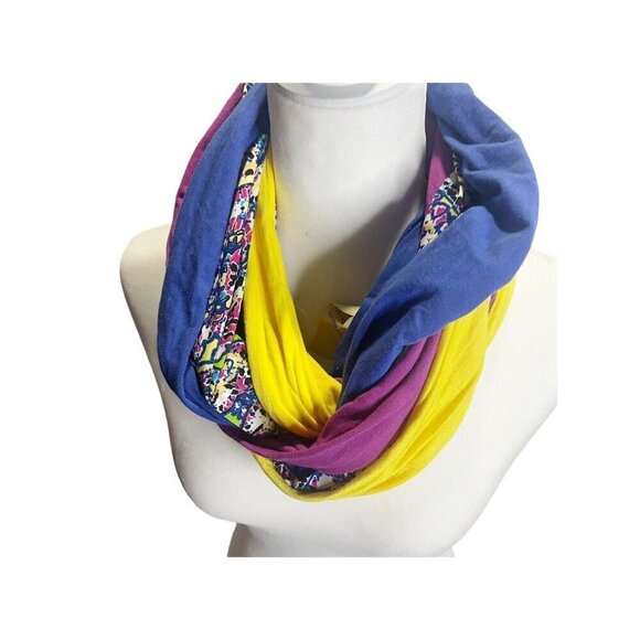 Costa Rica Handmade Multicolor Floral Infinity Scarf Colorful Y2K - Picture 3 of 5